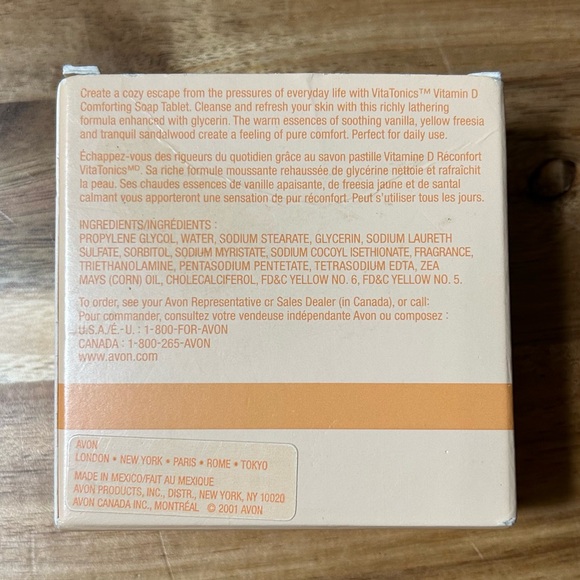 Avon VitaTonics Comforting Cleansing Soap Tablet Vitamin D 3 oz 2001 - Picture 2 of 2